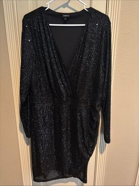 Torrid Black Sequin Wrap Dress -